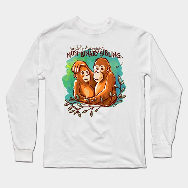 World's Awesomest Non-Binary Sibling Long Sleeve T-Shirt by ElephantShoe